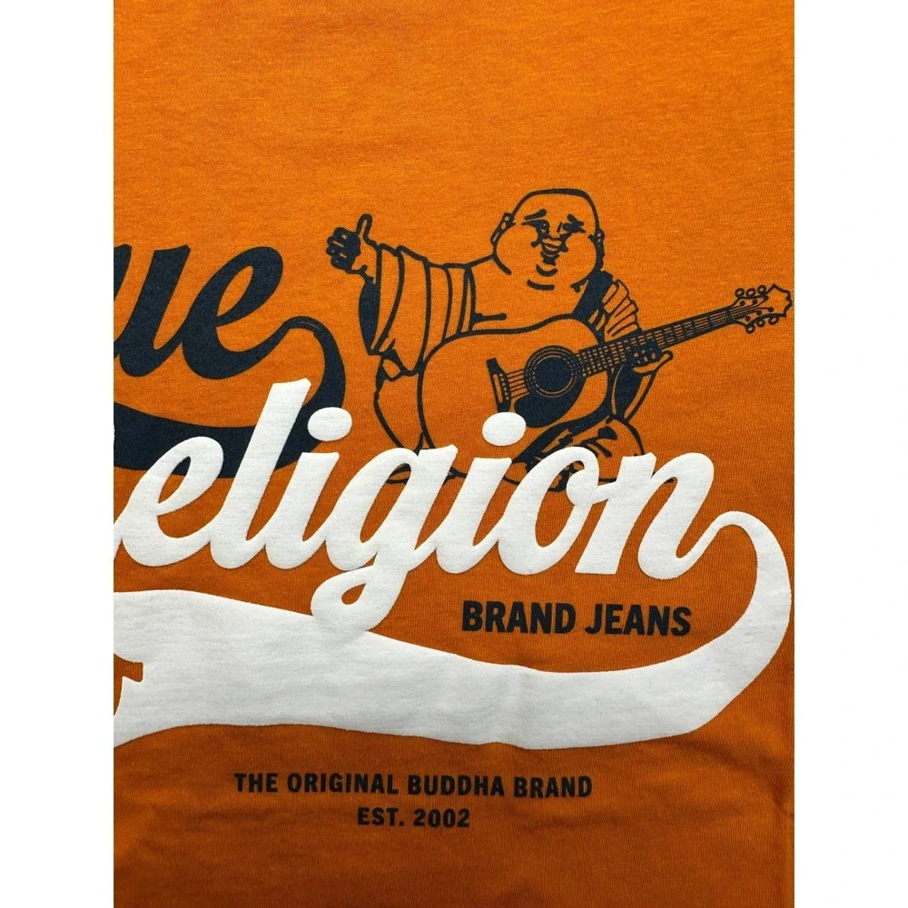 True Religion Mens Autumn Maple Orange Old Skool Buddha Graphic T-Shirt 700042 M